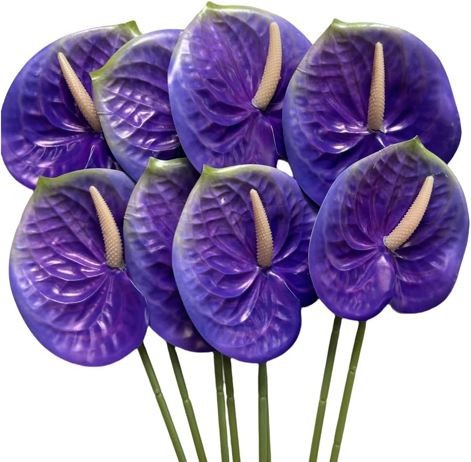 8 Pcs 23-5/8 inch Artificial Anthurium Flowers Real Touch Fake Flower