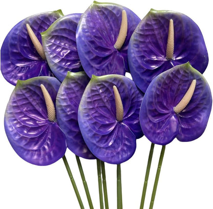 8 Pcs 23-5/8 inch Artificial Anthurium Flowers Real Touch Fake Flower