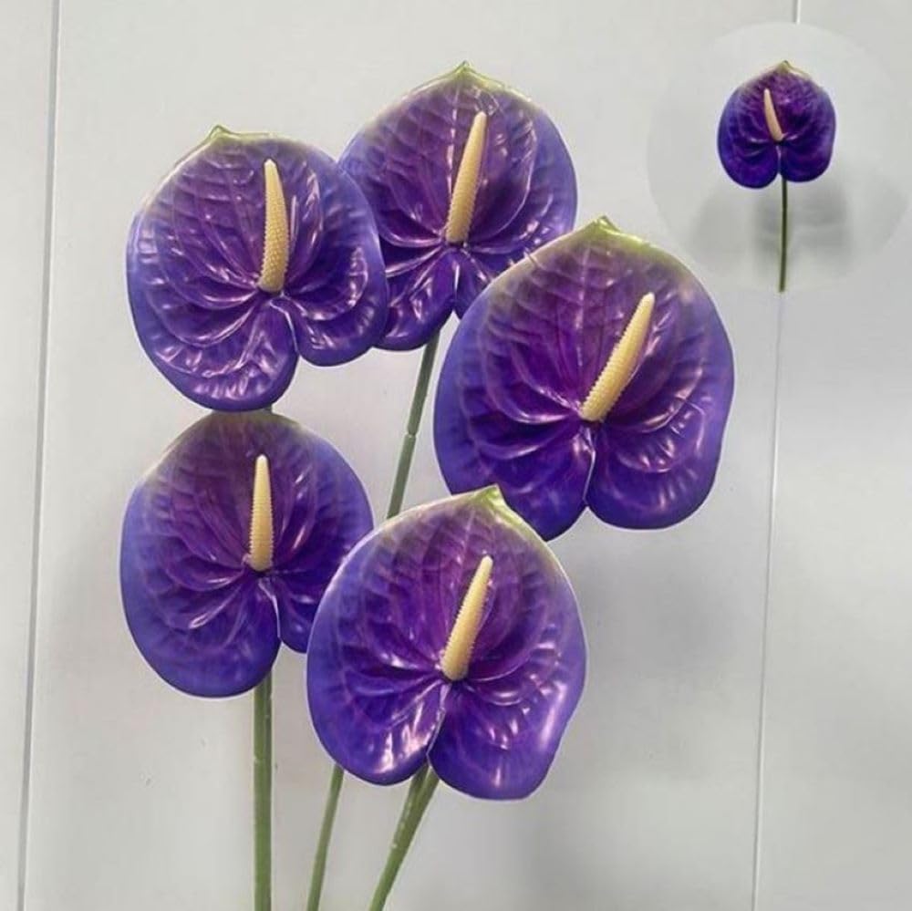 8 Pcs 23-5/8 inch Artificial Anthurium Flowers Real Touch Fake Flower