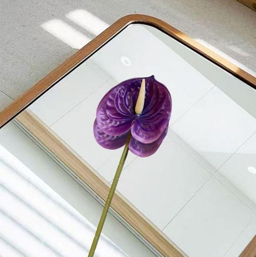8 Pcs 23-5/8 inch Artificial Anthurium Flowers Real Touch Fake Flower