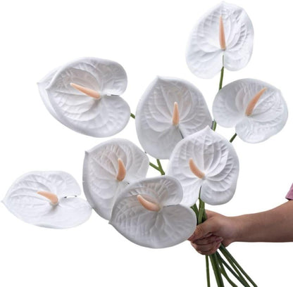 8 Pcs 23-5/8 inch Artificial Anthurium Flowers Real Touch Fake Flower