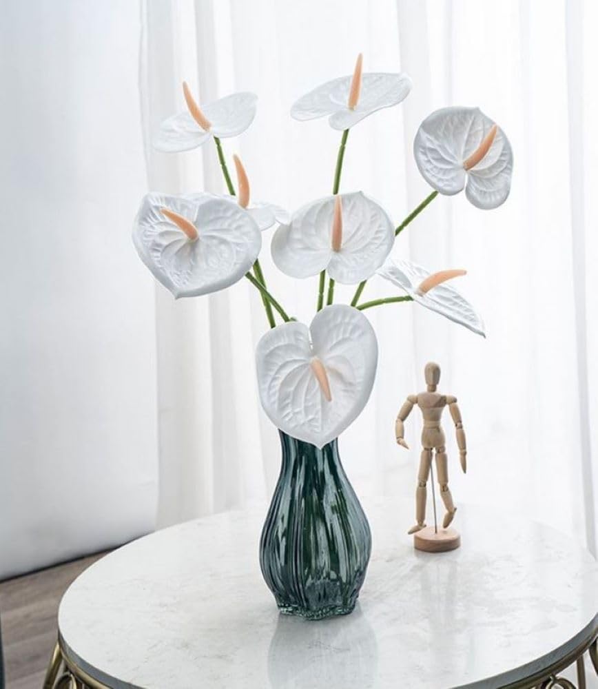 8 Pcs 23-5/8 inch Artificial Anthurium Flowers Real Touch Fake Flower