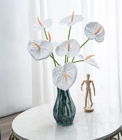 8 Pcs 23-5/8 inch Artificial Anthurium Flowers Real Touch Fake Flower