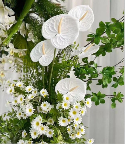 8 Pcs 23-5/8 inch Artificial Anthurium Flowers Real Touch Fake Flower