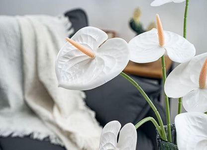 8 Pcs 23-5/8 inch Artificial Anthurium Flowers Real Touch Fake Flower