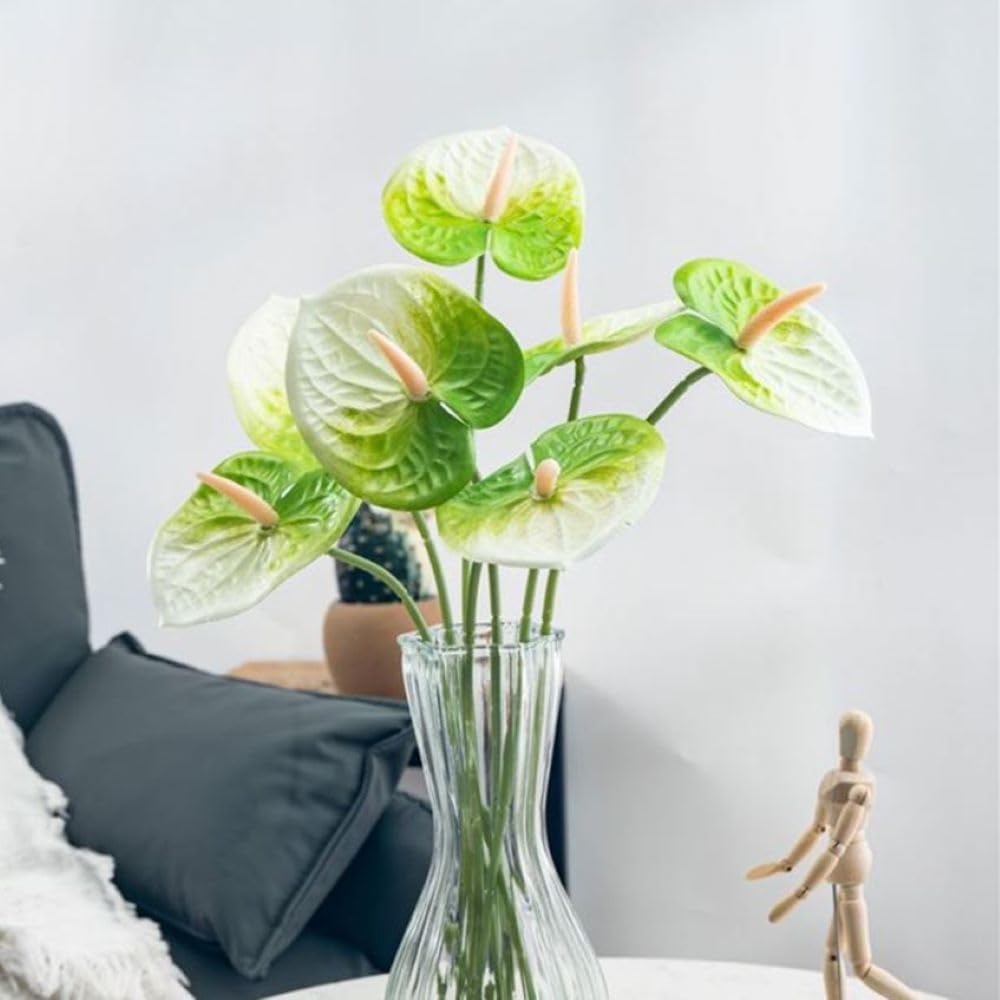 8 Pcs 23-5/8 inch Artificial Anthurium Flowers Real Touch Fake Flower