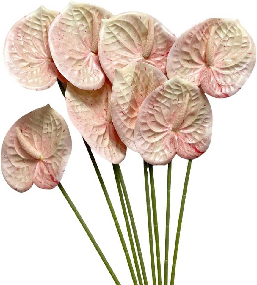 8 Pcs 23-5/8 inch Artificial Anthurium Flowers Real Touch Fake Flower