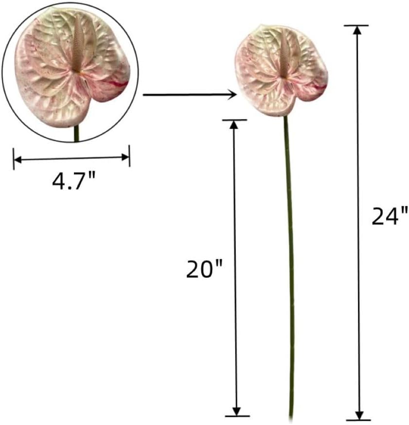 8 Pcs 23-5/8 inch Artificial Anthurium Flowers Real Touch Fake Flower