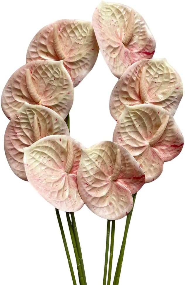 8 Pcs 23-5/8 inch Artificial Anthurium Flowers Real Touch Fake Flower