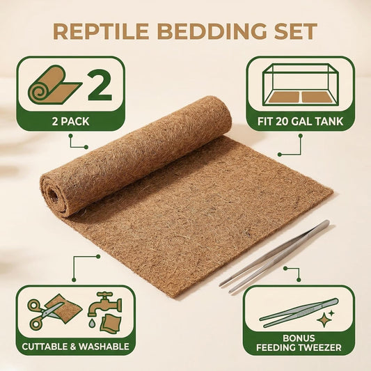 Reptile Carpet 30"x12" 2 PCS Coconut Fiber Mat for 20 Gallon Reptile Tank,Tortoise Habitat Bedding Liner for Snake,Turtle,Lizard,Bearded Dragon,Gecko Cage Accessories