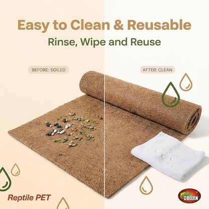 Reptile Carpet 30"x12" 2 PCS Coconut Fiber Mat for 20 Gallon Reptile Tank,Tortoise Habitat Bedding Liner for Snake,Turtle,Lizard,Bearded Dragon,Gecko Cage Accessories