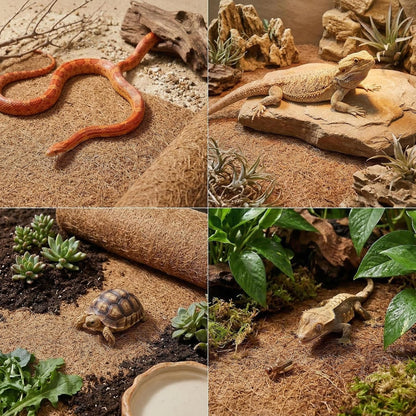 Reptile Carpet 30"x12" 2 PCS Coconut Fiber Mat for 20 Gallon Reptile Tank,Tortoise Habitat Bedding Liner for Snake,Turtle,Lizard,Bearded Dragon,Gecko Cage Accessories