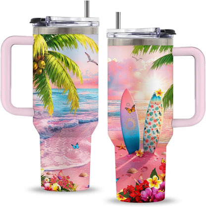 Lemon 40oz Tumbler, with Handle Straw, Insulated Sport Coffee Cup | 40oz Stainless Steel Tumbler, Travel Water Bottle, Thanksgiving Christmas Birthday Gift for Lemon Lover