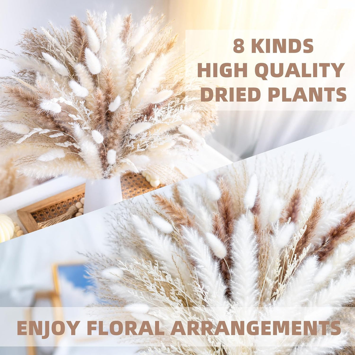 Natural Dried Pampas Grass Boho Home Decor Bouquet Phragmites Dried Flowers Bouquet for Wedding Floral Arrangements Living Room Decorations