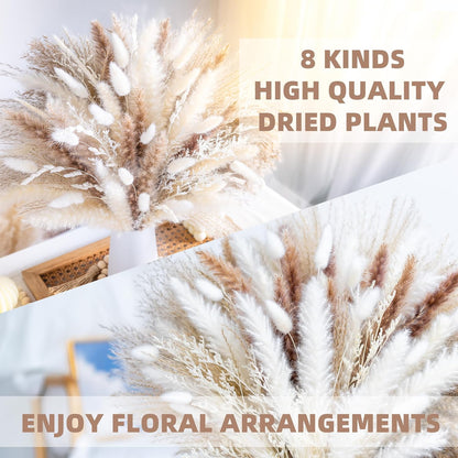 Natural Dried Pampas Grass Boho Home Decor Bouquet Phragmites Dried Flowers Bouquet for Wedding Floral Arrangements Living Room Decorations
