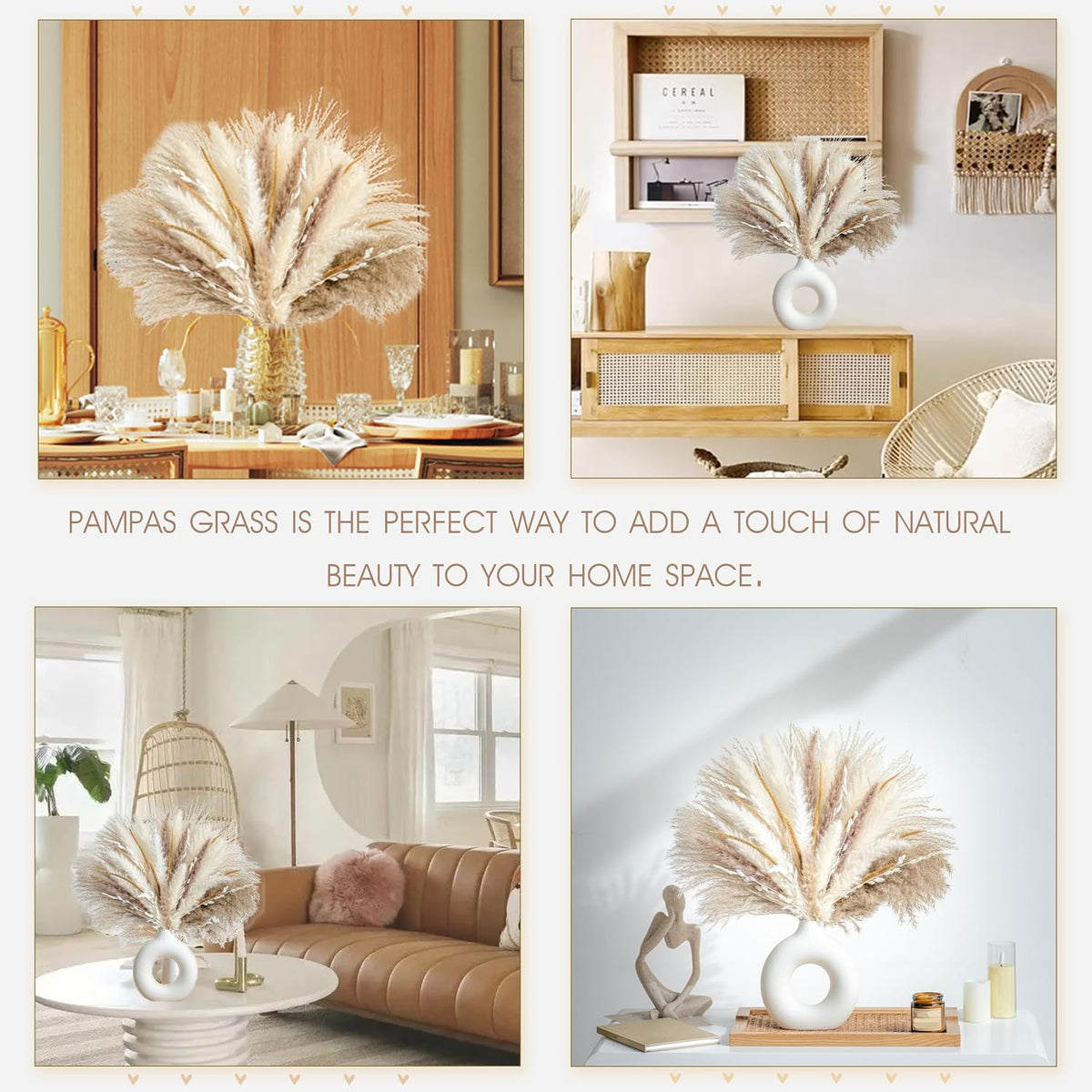 Natural Dried Pampas Grass Boho Home Decor Bouquet Phragmites Dried Flowers Bouquet for Wedding Floral Arrangements Living Room Decorations