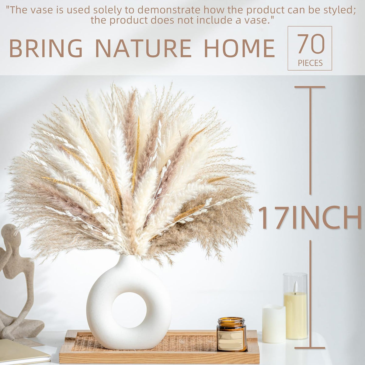 Natural Dried Pampas Grass Boho Home Decor Bouquet Phragmites Dried Flowers Bouquet for Wedding Floral Arrangements Living Room Decorations