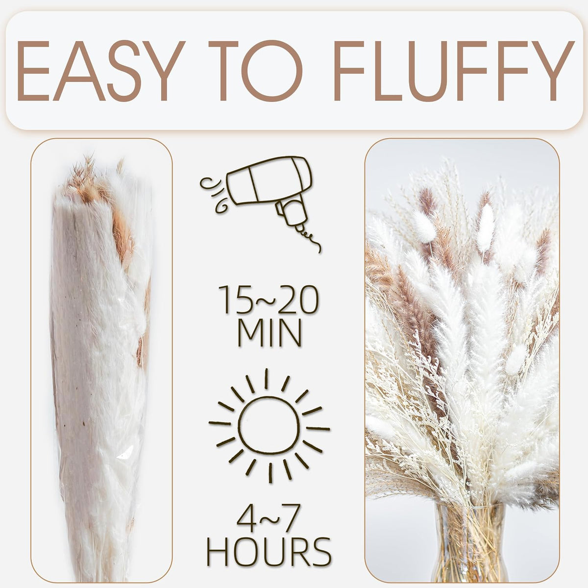 Natural Dried Pampas Grass Boho Home Decor Bouquet Phragmites Dried Flowers Bouquet for Wedding Floral Arrangements Living Room Decorations