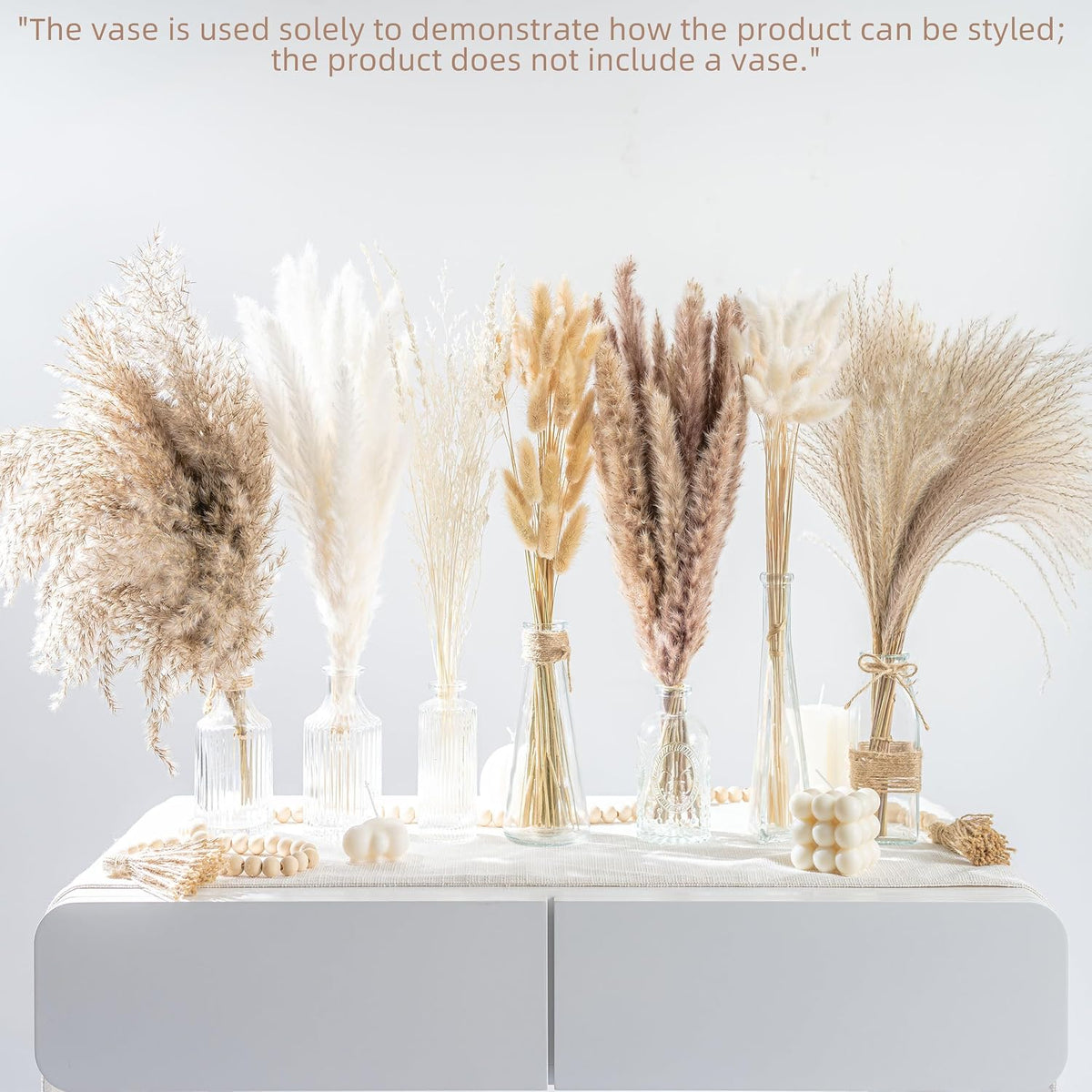 Natural Dried Pampas Grass Boho Home Decor Bouquet Phragmites Dried Flowers Bouquet for Wedding Floral Arrangements Living Room Decorations