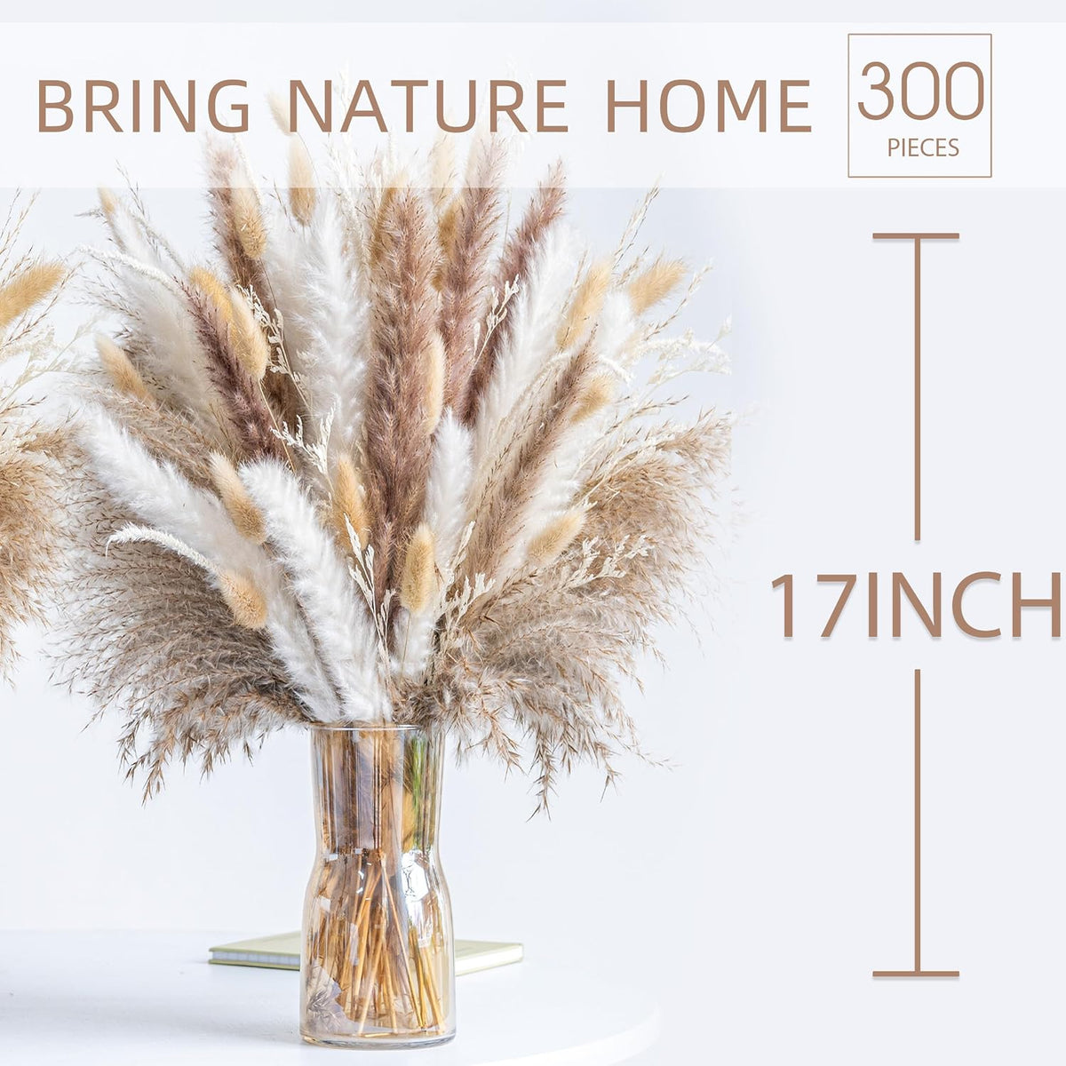 Natural Dried Pampas Grass Boho Home Decor Bouquet Phragmites Dried Flowers Bouquet for Wedding Floral Arrangements Living Room Decorations