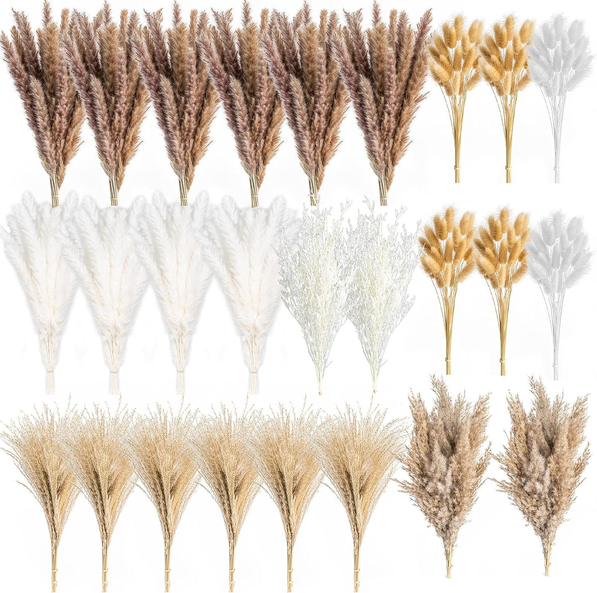 Natural Dried Pampas Grass Boho Home Decor Bouquet Phragmites Dried Flowers Bouquet for Wedding Floral Arrangements Living Room Decorations