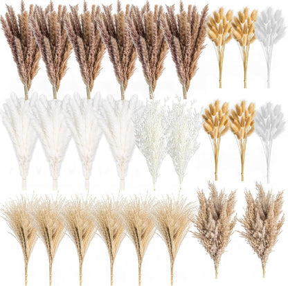 Natural Dried Pampas Grass Boho Home Decor Bouquet Phragmites Dried Flowers Bouquet for Wedding Floral Arrangements Living Room Decorations