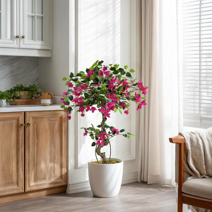 Artificial Bougainvillea Tree 5.3FT | Lifelike Pink Silk Blooms Ornamental Plant, Indoor Outdoor Accent Decor for Living Space Porch Patio Yard