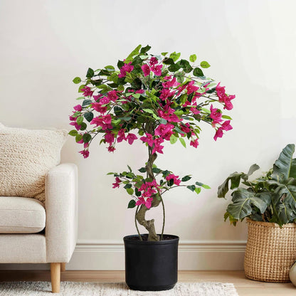 Artificial Bougainvillea Tree 5.3FT | Lifelike Pink Silk Blooms Ornamental Plant, Indoor Outdoor Accent Decor for Living Space Porch Patio Yard