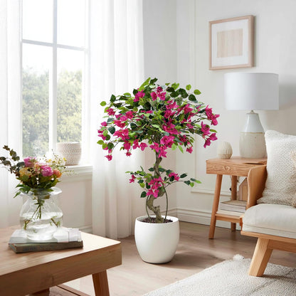 Artificial Bougainvillea Tree 5.3FT | Lifelike Pink Silk Blooms Ornamental Plant, Indoor Outdoor Accent Decor for Living Space Porch Patio Yard
