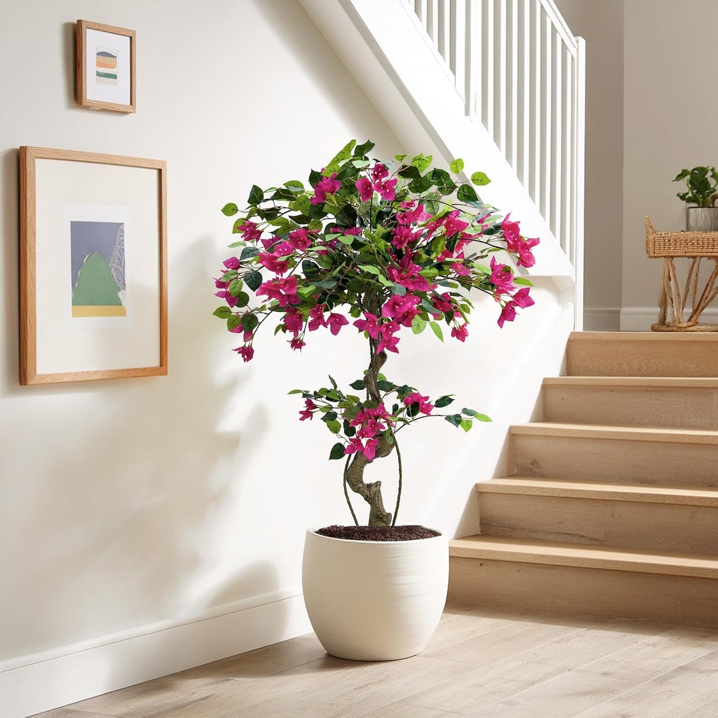 Artificial Bougainvillea Tree 5.3FT | Lifelike Pink Silk Blooms Ornamental Plant, Indoor Outdoor Accent Decor for Living Space Porch Patio Yard