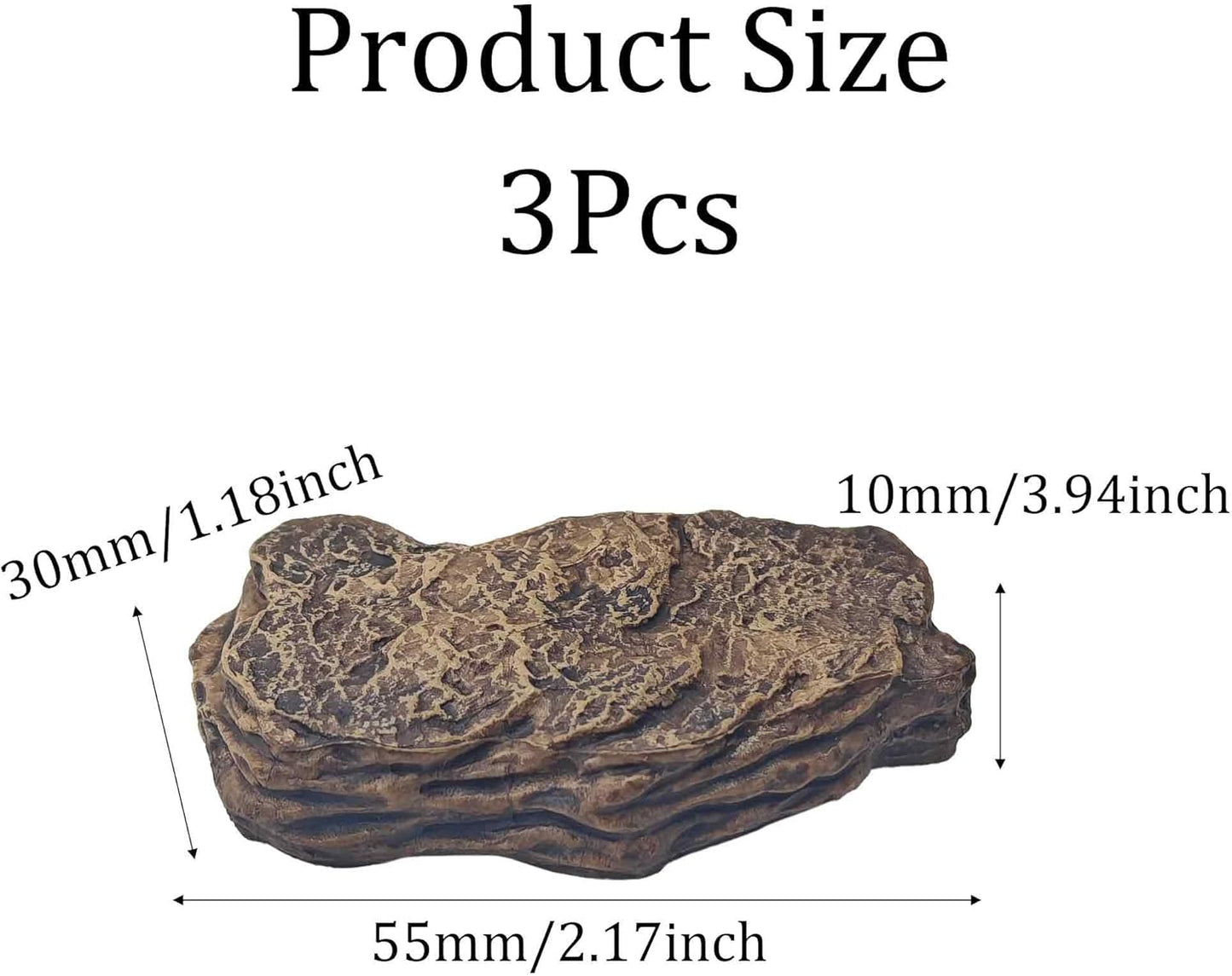3Pcs Small Slate Rocks, Aquarium Stones, Decorative Tank Rocks for Fish, Turtle, Reptile, Bonsai, Terrarium, Landscaping, Model Scenery, Miniature Zen Garden, Easy to Clean