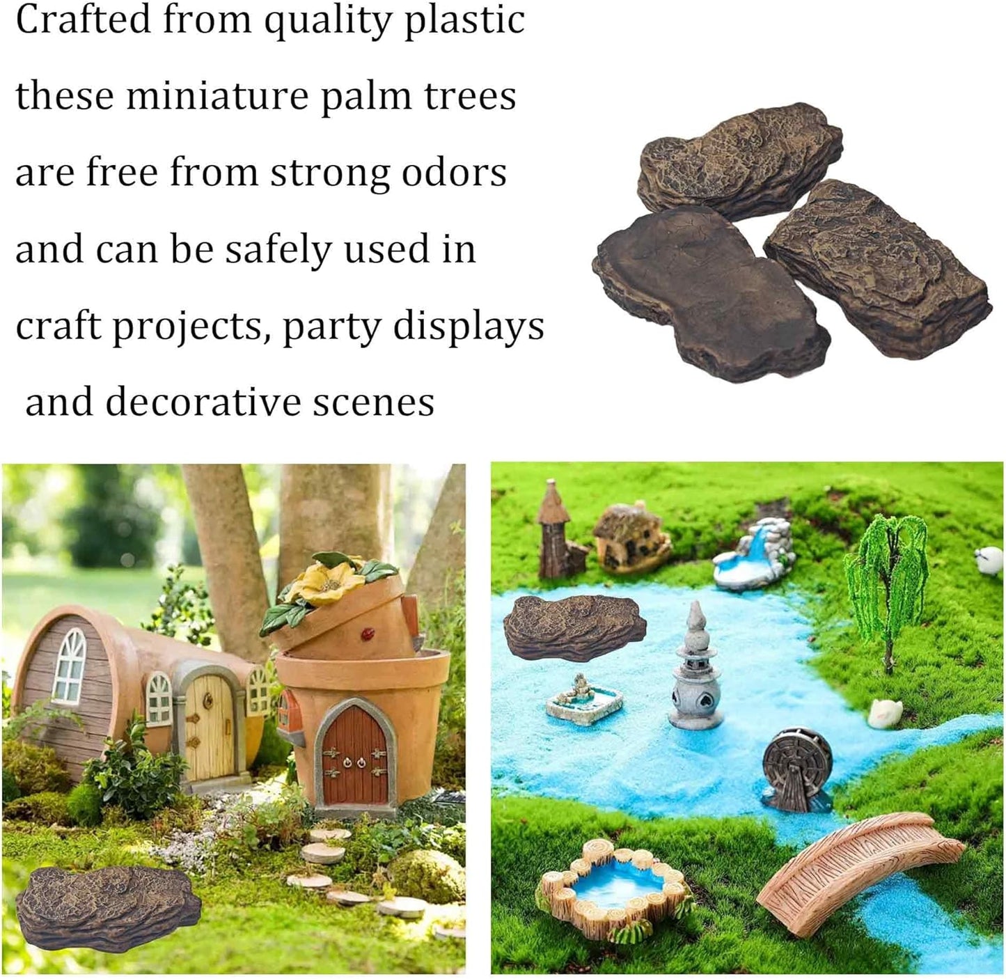 3Pcs Small Slate Rocks, Aquarium Stones, Decorative Tank Rocks for Fish, Turtle, Reptile, Bonsai, Terrarium, Landscaping, Model Scenery, Miniature Zen Garden, Easy to Clean