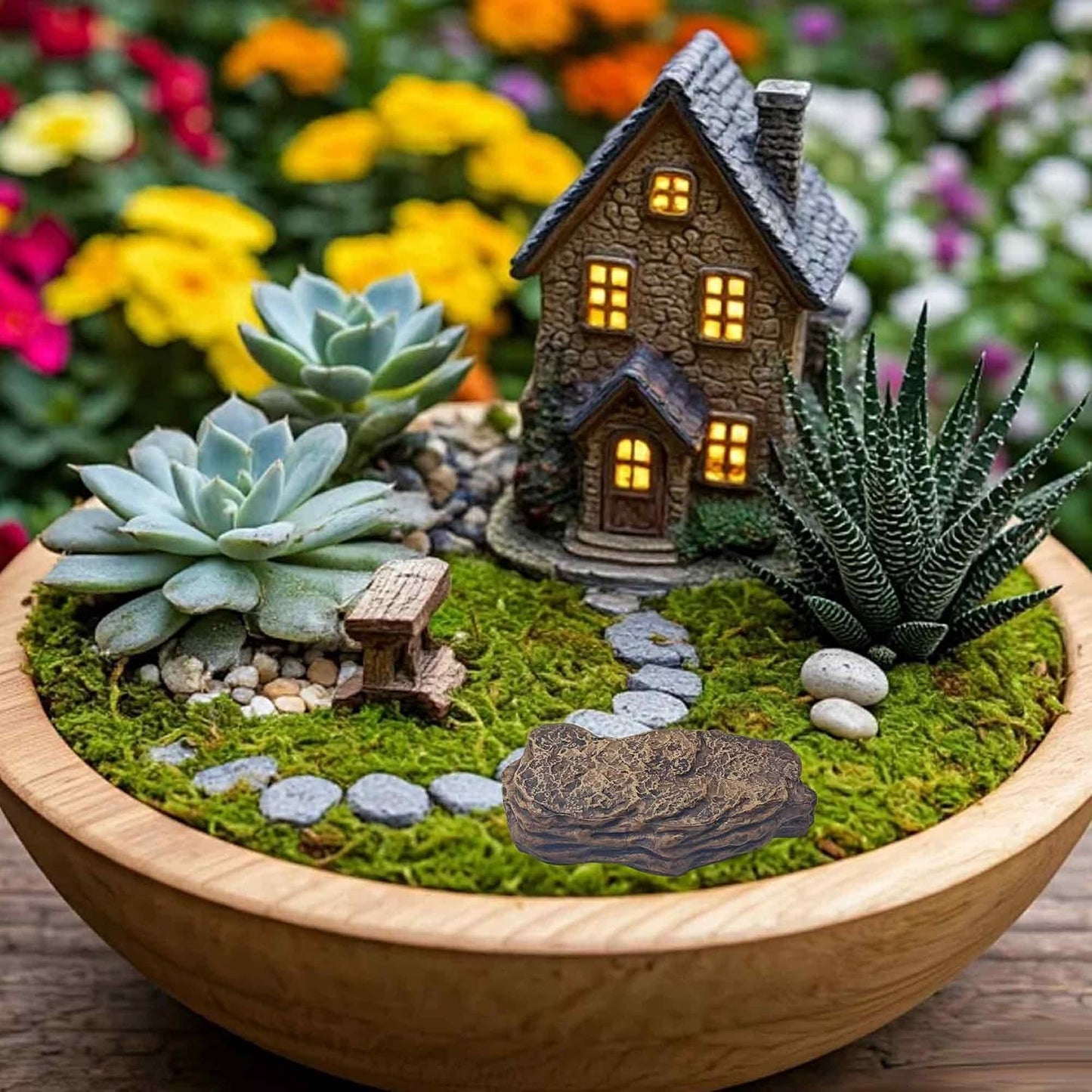 3Pcs Small Slate Rocks, Aquarium Stones, Decorative Tank Rocks for Fish, Turtle, Reptile, Bonsai, Terrarium, Landscaping, Model Scenery, Miniature Zen Garden, Easy to Clean