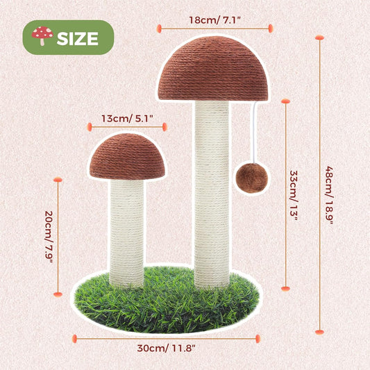Cat Scratching Post, Mushroom Cat Scratcher Cute Cat Tree Tower with Thick Scratching Post & Removable Flower Cats Bed [Dia=15.7''], Tall Post for Kittens and Indoor, Pink