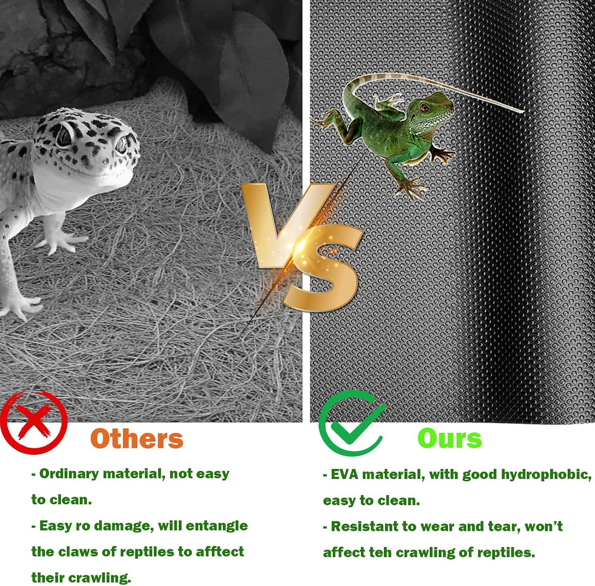 Bearded Dragon Tank Accessories Non-Adhesive Reptile Carpet Bedding