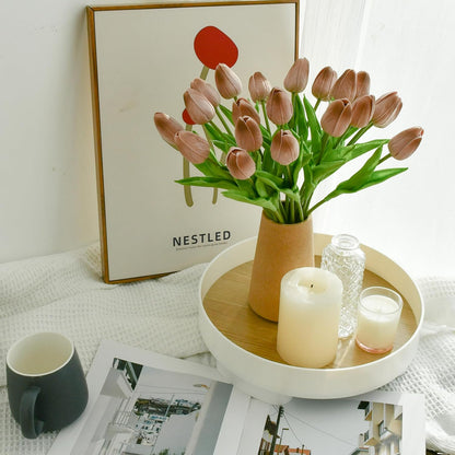 Artificial White Tulips 20 Pcs – 13.5 Inch PU Faux Flowers with Bendable Stems for Home Décor, Wedding Centerpieces, DIY Floral Arrangements, New Year and Valentine's Day