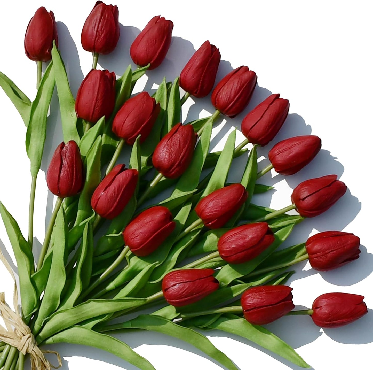 Artificial White Tulips 20 Pcs – 13.5 Inch PU Faux Flowers with Bendable Stems for Home Décor, Wedding Centerpieces, DIY Floral Arrangements, New Year and Valentine's Day