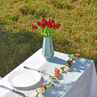 Artificial White Tulips 20 Pcs – 13.5 Inch PU Faux Flowers with Bendable Stems for Home Décor, Wedding Centerpieces, DIY Floral Arrangements, New Year and Valentine's Day