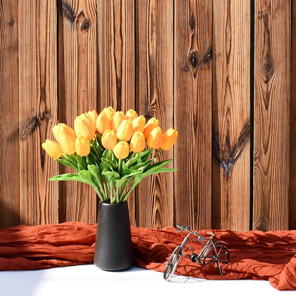 Artificial White Tulips 20 Pcs – 13.5 Inch PU Faux Flowers with Bendable Stems for Home Décor, Wedding Centerpieces, DIY Floral Arrangements, New Year and Valentine's Day