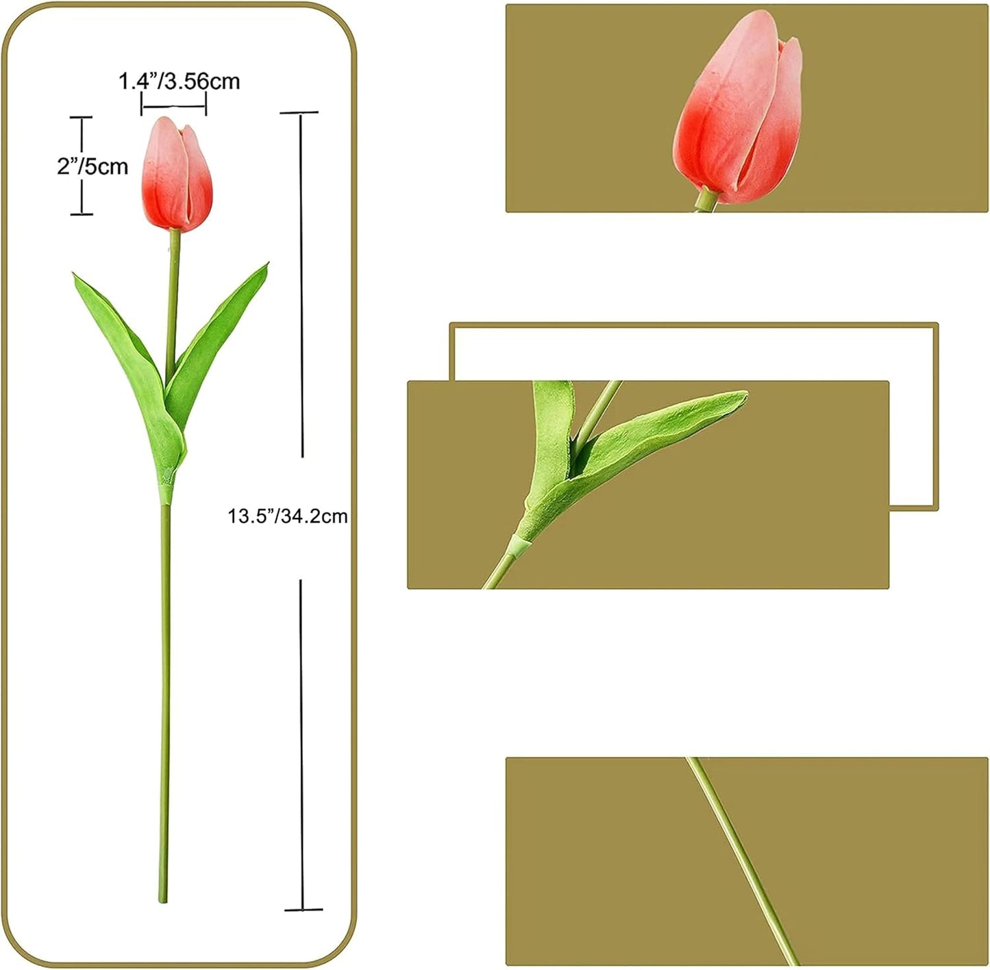 Artificial White Tulips 20 Pcs – 13.5 Inch PU Faux Flowers with Bendable Stems for Home Décor, Wedding Centerpieces, DIY Floral Arrangements, New Year and Valentine's Day