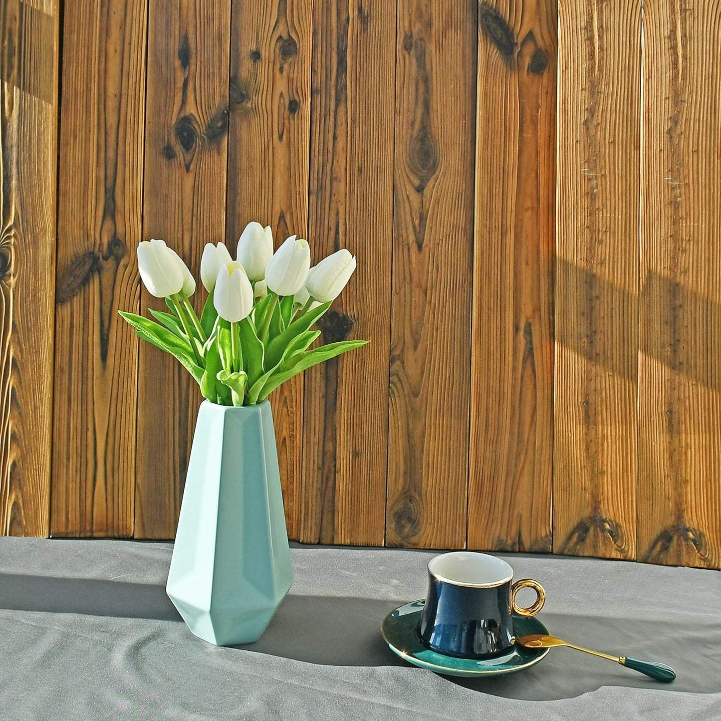 Artificial White Tulips 20 Pcs – 13.5 Inch PU Faux Flowers with Bendable Stems for Home Décor, Wedding Centerpieces, DIY Floral Arrangements, New Year and Valentine's Day