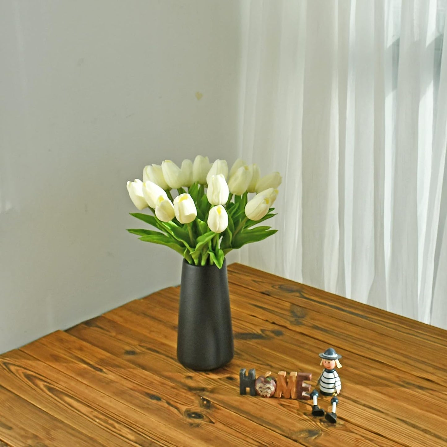 Artificial White Tulips 20 Pcs – 13.5 Inch PU Faux Flowers with Bendable Stems for Home Décor, Wedding Centerpieces, DIY Floral Arrangements, New Year and Valentine's Day