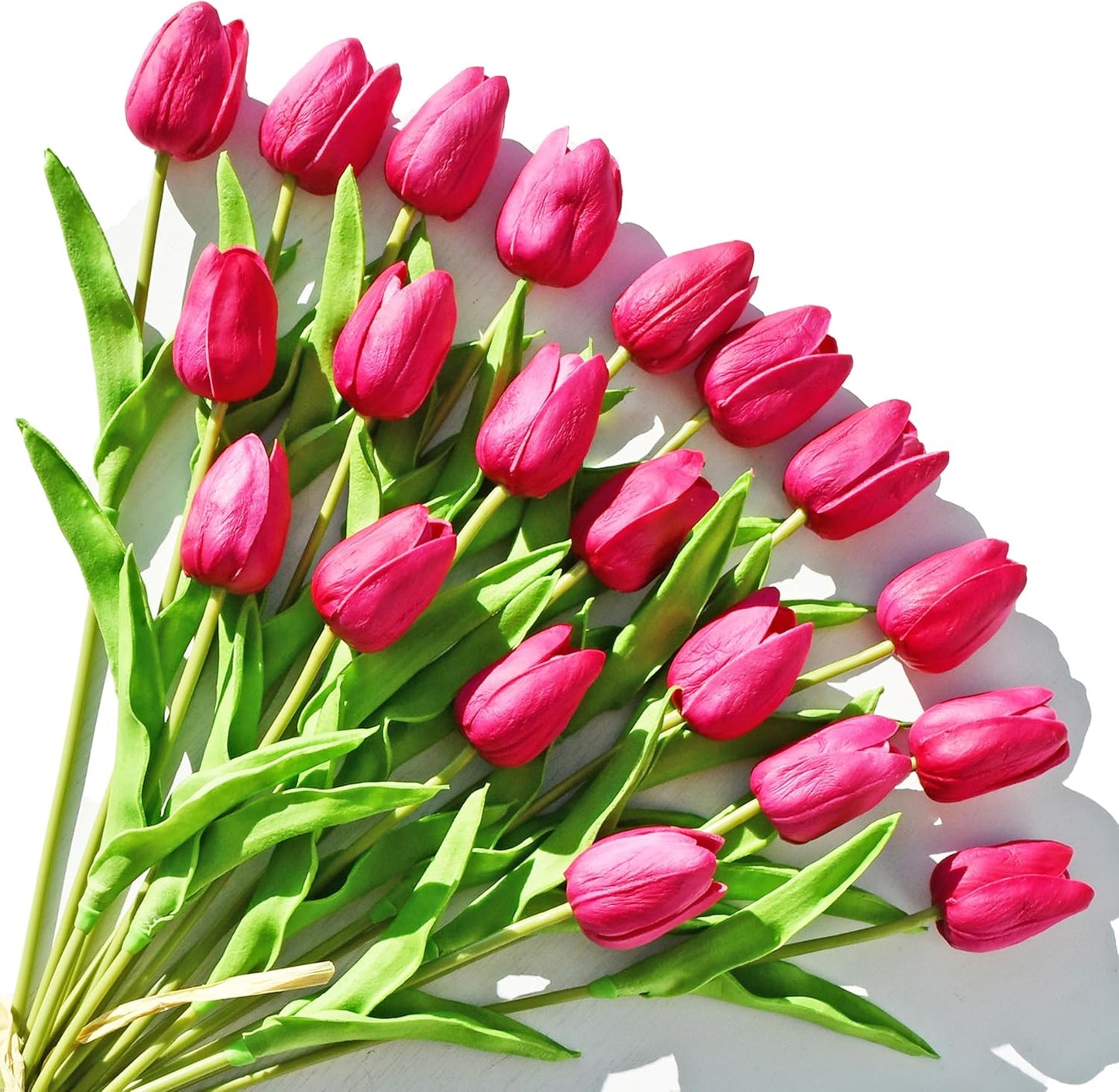 Artificial White Tulips 20 Pcs – 13.5 Inch PU Faux Flowers with Bendable Stems for Home Décor, Wedding Centerpieces, DIY Floral Arrangements, New Year and Valentine's Day