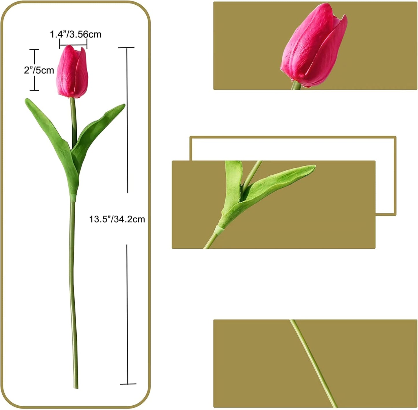 Artificial White Tulips 20 Pcs – 13.5 Inch PU Faux Flowers with Bendable Stems for Home Décor, Wedding Centerpieces, DIY Floral Arrangements, New Year and Valentine's Day