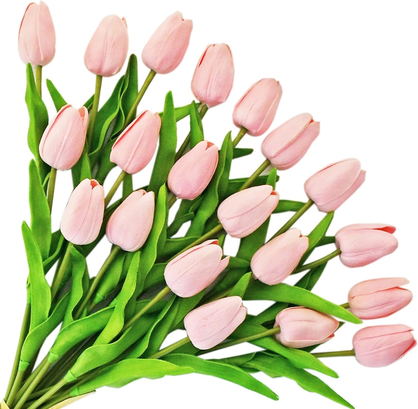 Artificial White Tulips 20 Pcs – 13.5 Inch PU Faux Flowers with Bendable Stems for Home Décor, Wedding Centerpieces, DIY Floral Arrangements, New Year and Valentine's Day