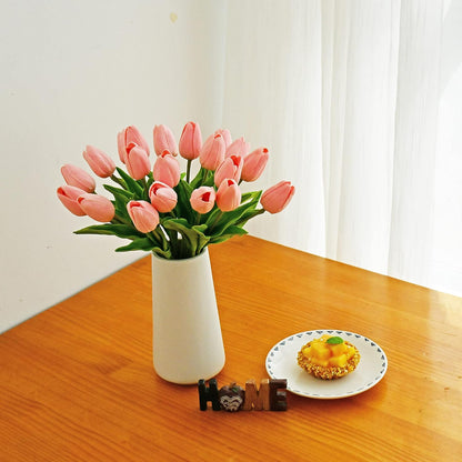 Artificial White Tulips 20 Pcs – 13.5 Inch PU Faux Flowers with Bendable Stems for Home Décor, Wedding Centerpieces, DIY Floral Arrangements, New Year and Valentine's Day