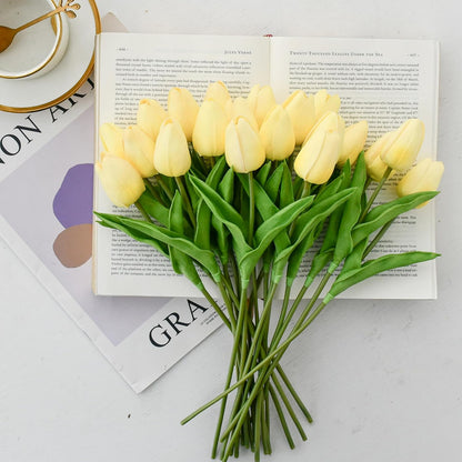 Artificial White Tulips 20 Pcs – 13.5 Inch PU Faux Flowers with Bendable Stems for Home Décor, Wedding Centerpieces, DIY Floral Arrangements, New Year and Valentine's Day