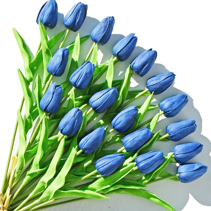 Artificial White Tulips 20 Pcs – 13.5 Inch PU Faux Flowers with Bendable Stems for Home Décor, Wedding Centerpieces, DIY Floral Arrangements, New Year and Valentine's Day
