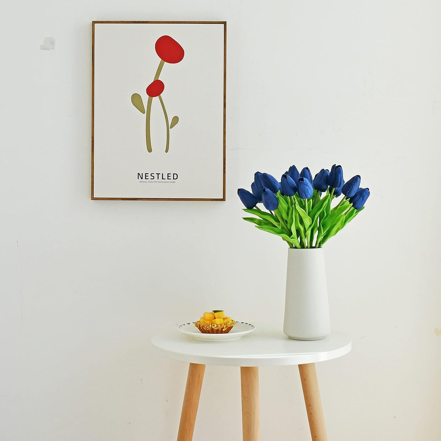 Artificial White Tulips 20 Pcs – 13.5 Inch PU Faux Flowers with Bendable Stems for Home Décor, Wedding Centerpieces, DIY Floral Arrangements, New Year and Valentine's Day