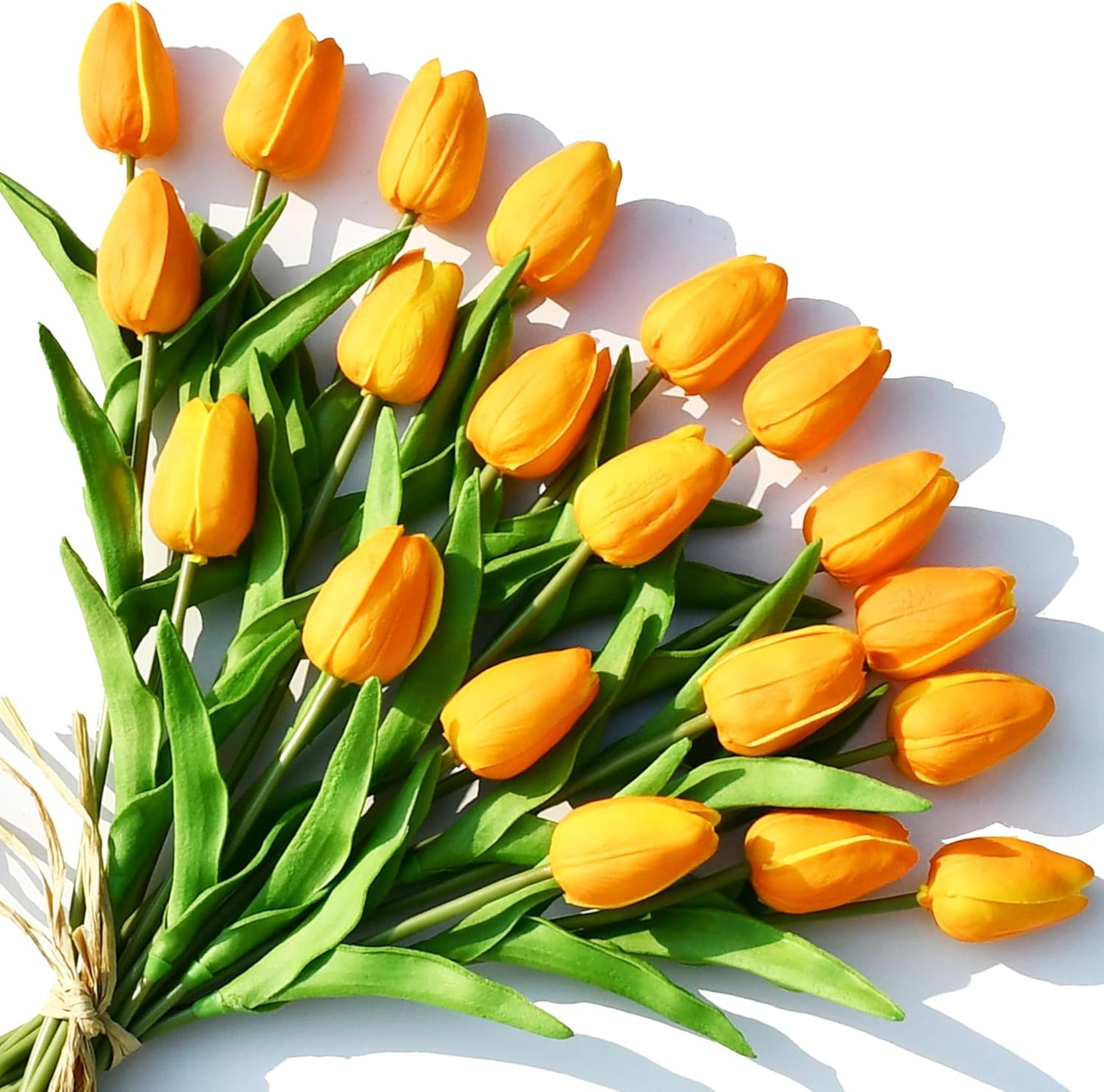 Artificial White Tulips 20 Pcs – 13.5 Inch PU Faux Flowers with Bendable Stems for Home Décor, Wedding Centerpieces, DIY Floral Arrangements, New Year and Valentine's Day